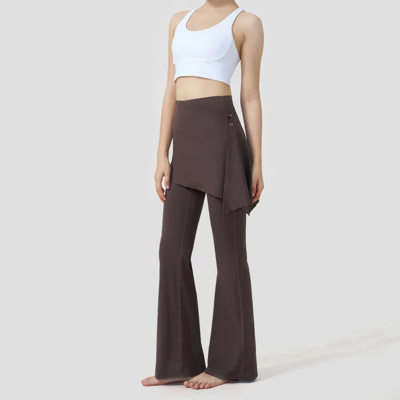 Olivenorma Lagenrock-Overlay-Design, hochtaillierte, ausgestellte Damen-Yogahose