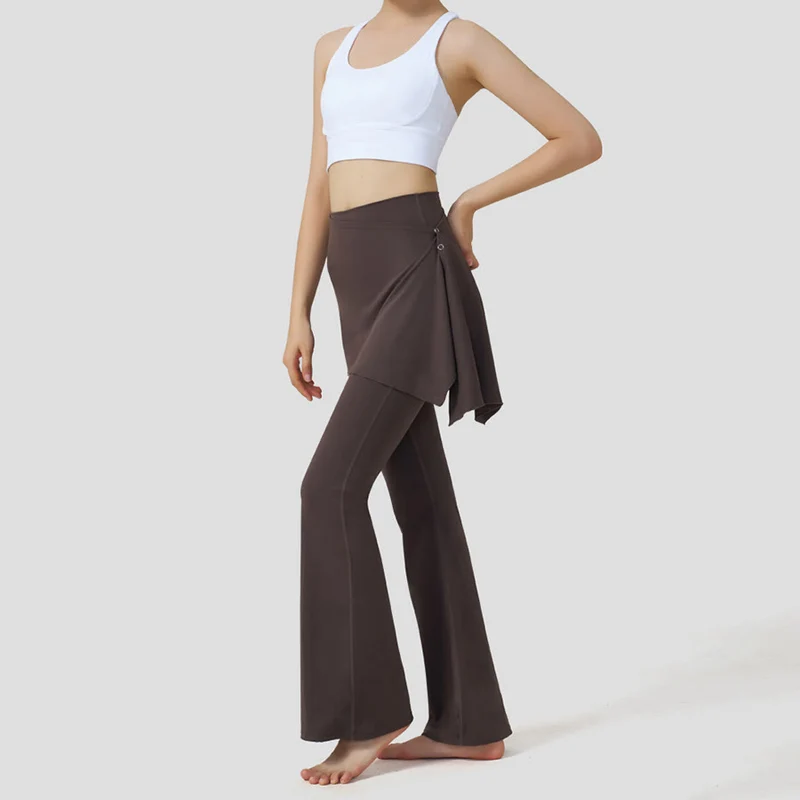 Olivenorma Lagenrock-Overlay-Design, hochtaillierte, ausgestellte Damen-Yogahose
