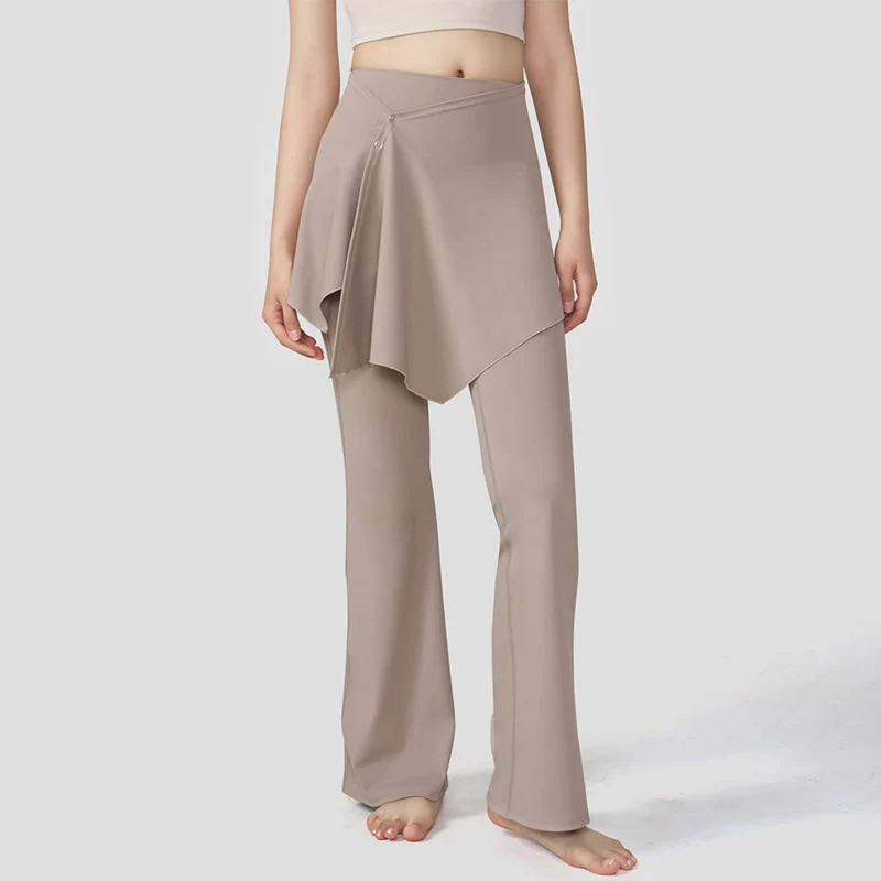 Olivenorma Lagenrock-Overlay-Design, hochtaillierte, ausgestellte Damen-Yogahose