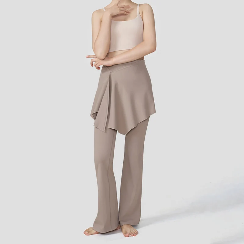 Olivenorma Lagenrock-Overlay-Design, hochtaillierte, ausgestellte Damen-Yogahose