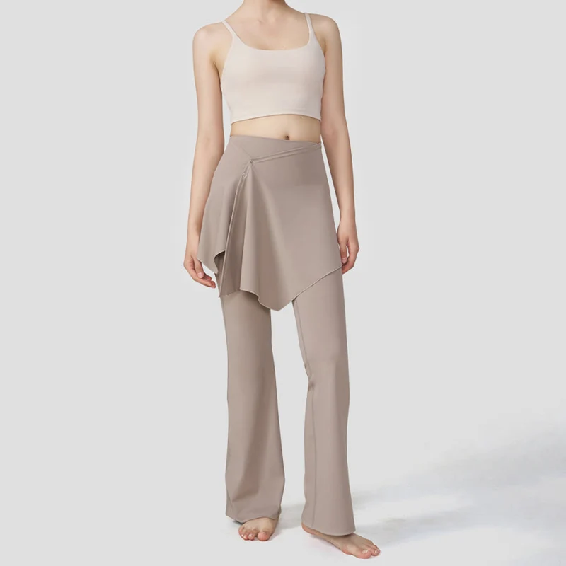 Olivenorma Lagenrock-Overlay-Design, hochtaillierte, ausgestellte Damen-Yogahose