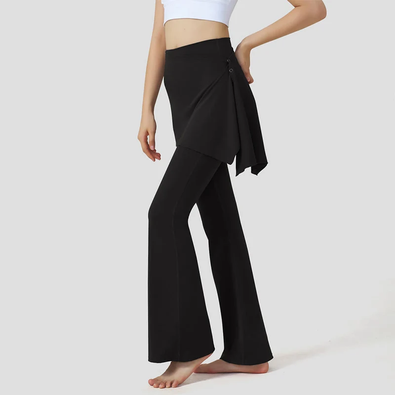 Olivenorma Lagenrock-Overlay-Design, hochtaillierte, ausgestellte Damen-Yogahose