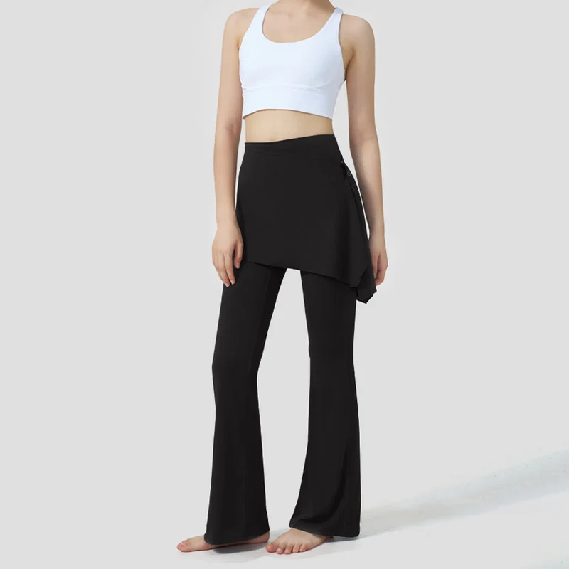 Olivenorma Lagenrock-Overlay-Design, hochtaillierte, ausgestellte Damen-Yogahose