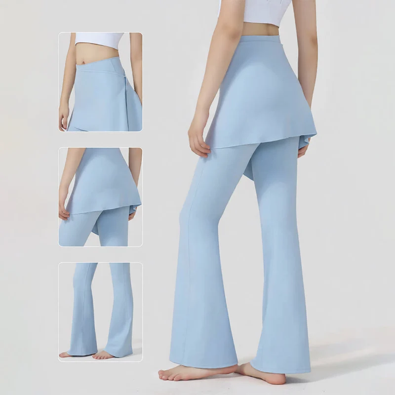 Olivenorma Lagenrock-Overlay-Design, hochtaillierte, ausgestellte Damen-Yogahose