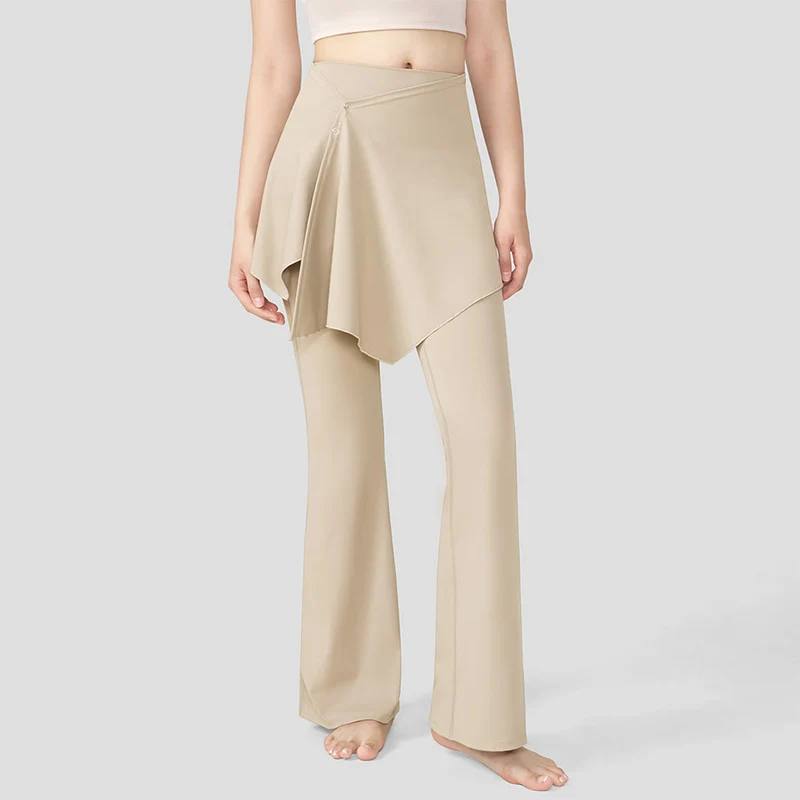 Olivenorma Lagenrock-Overlay-Design, hochtaillierte, ausgestellte Damen-Yogahose