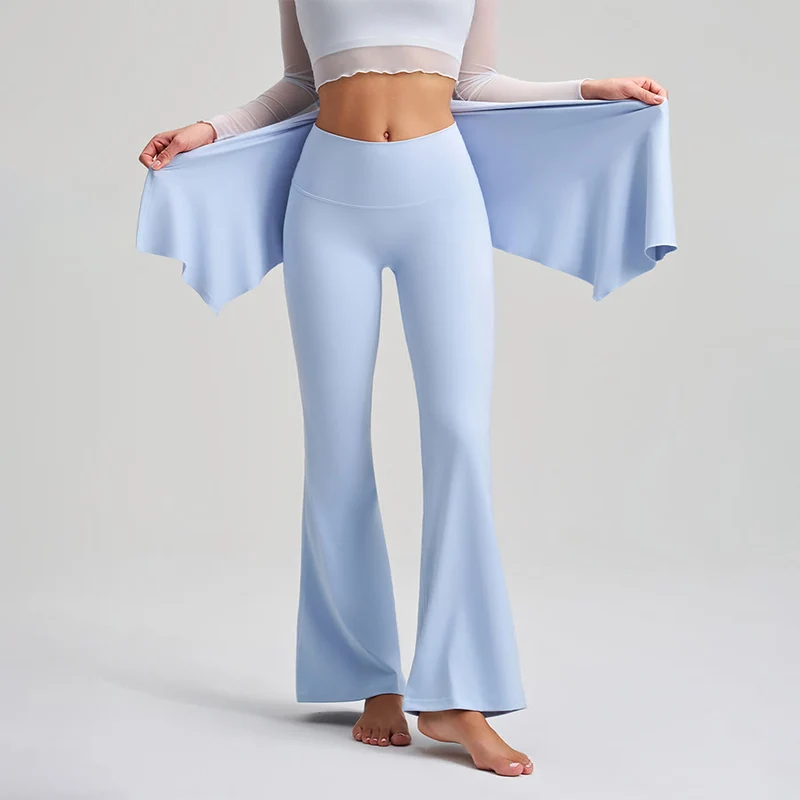Olivenorma Asymmetrischer Rock mit Overlay-Knopfdetails, hochtaillierte Bootcut-Yogahose für Damen