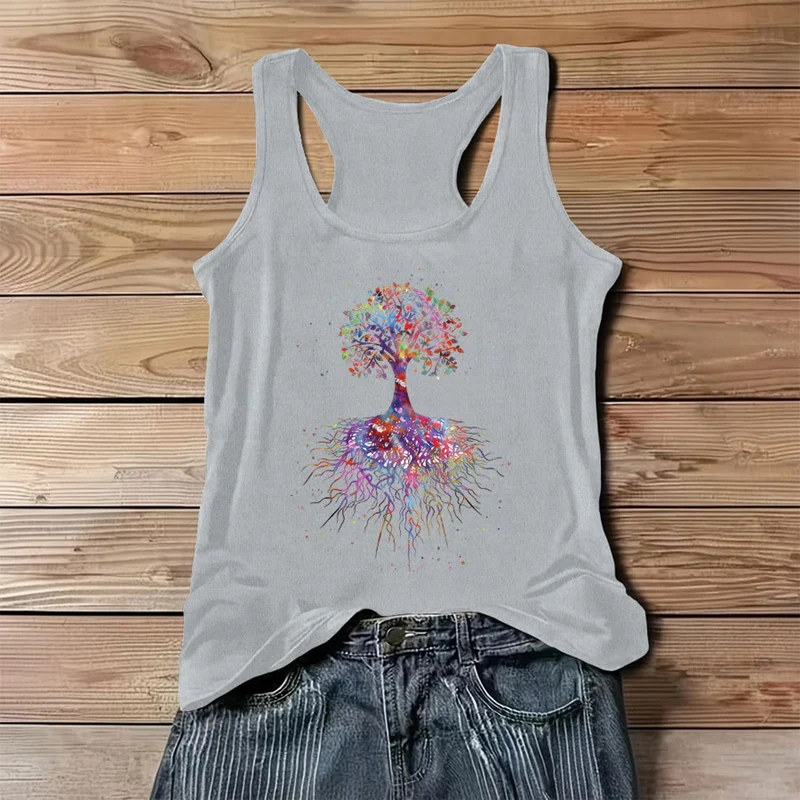Olivenorma Aquarell-Baum des Lebens Grafikdruck Damen-Tanktop