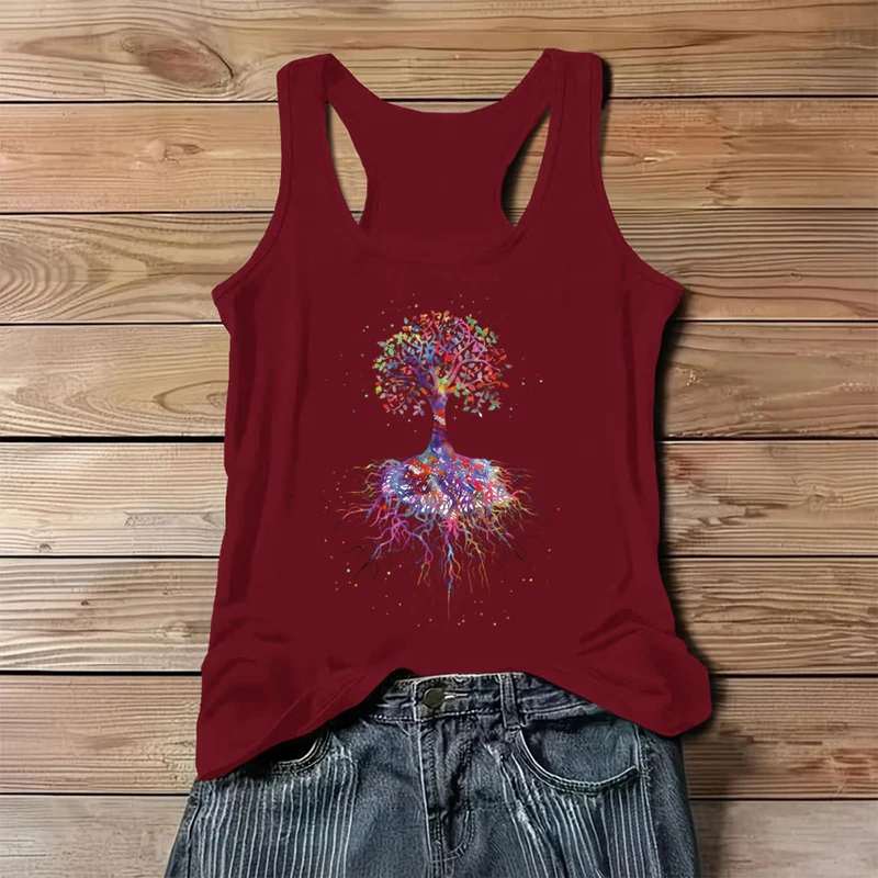 Olivenorma Aquarell-Baum des Lebens Grafikdruck Damen-Tanktop