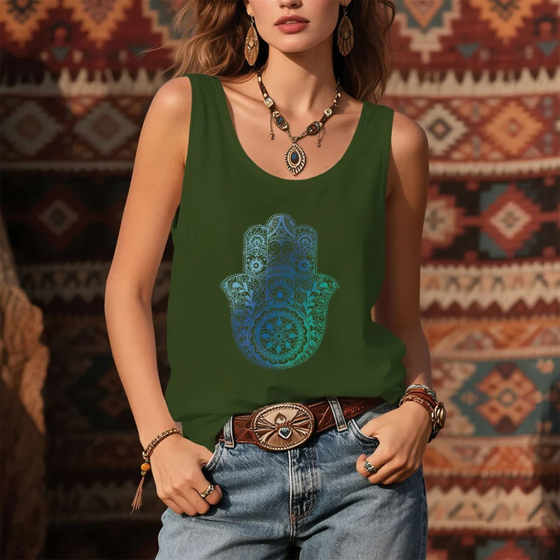Olivenorma „Palm of Protection“ Gradient Hamsa Hand Damen-Tanktop