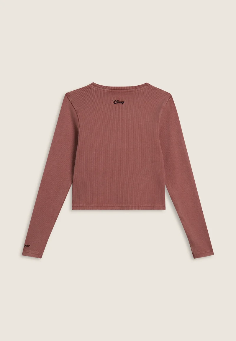 Women's long-sleeved cropped T-shirt with Disney embroidery