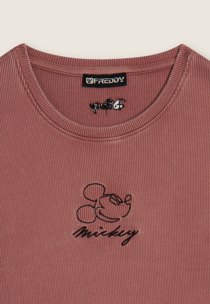 Women's long-sleeved cropped T-shirt with Disney embroidery