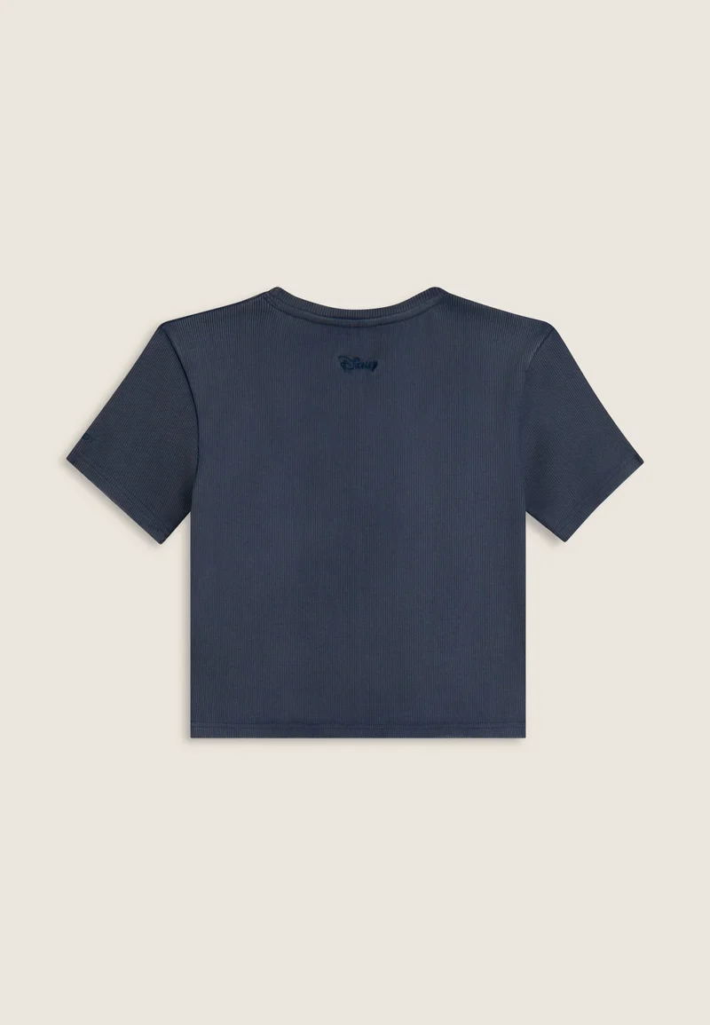 Women's ribbed cropped T-shirt with Disney embroidery
