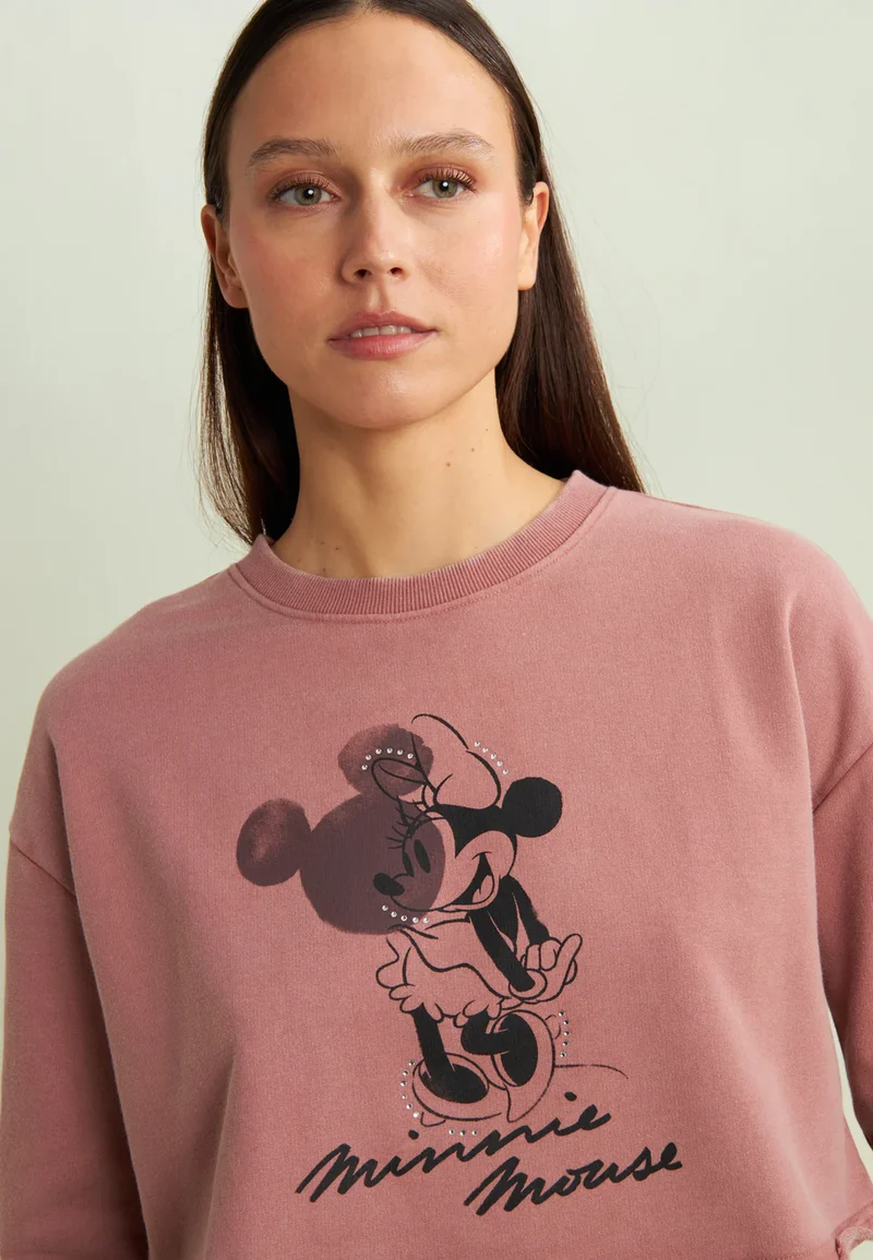 Women's cropped sweatshirt with Disney graphics and edge-to-edge seam