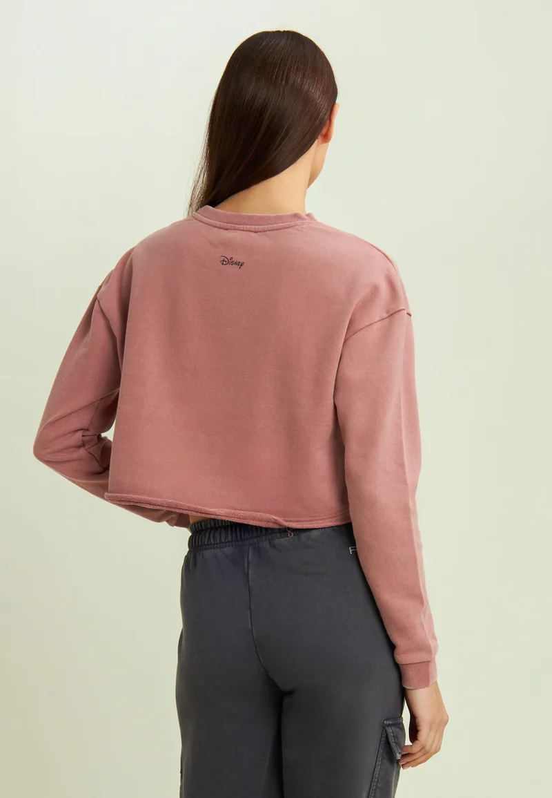 Women's cropped sweatshirt with Disney graphics and edge-to-edge seam