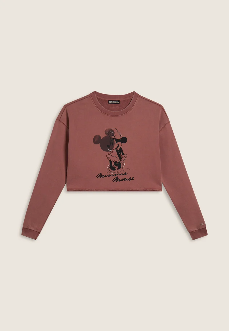 Women's cropped sweatshirt with Disney graphics and edge-to-edge seam