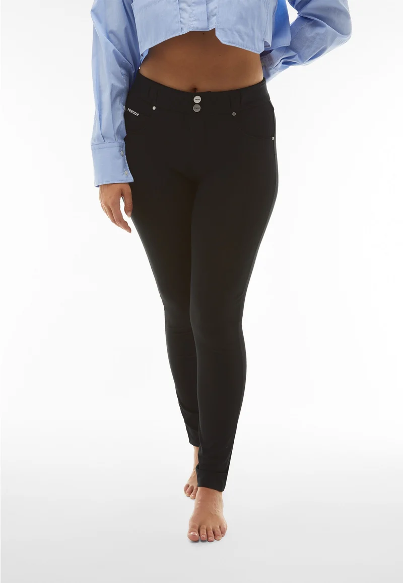 N.O.W. Comfort Mid Waist Skinny Pants - Black