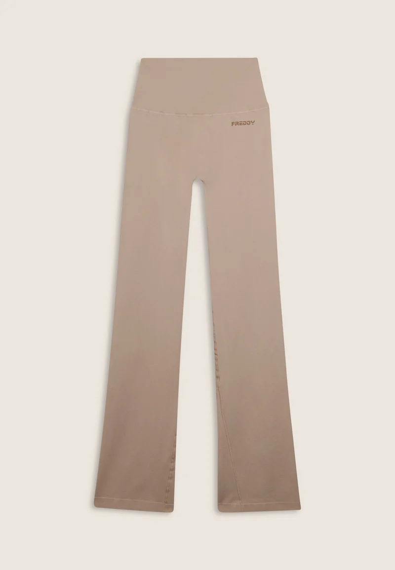 Seamless Push-Up High Waist Flare Leggings - Chateau Gray Beige - Made in Italy