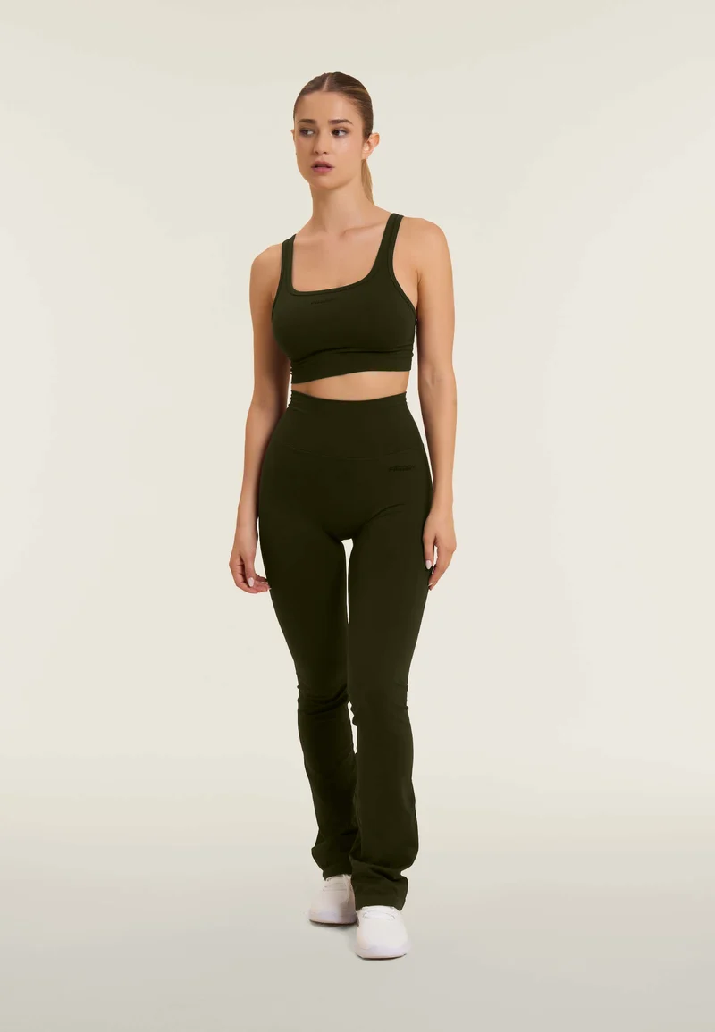 Seamless Push-Up High Waist Flare Leggings - Cypress Green - Made in Italy