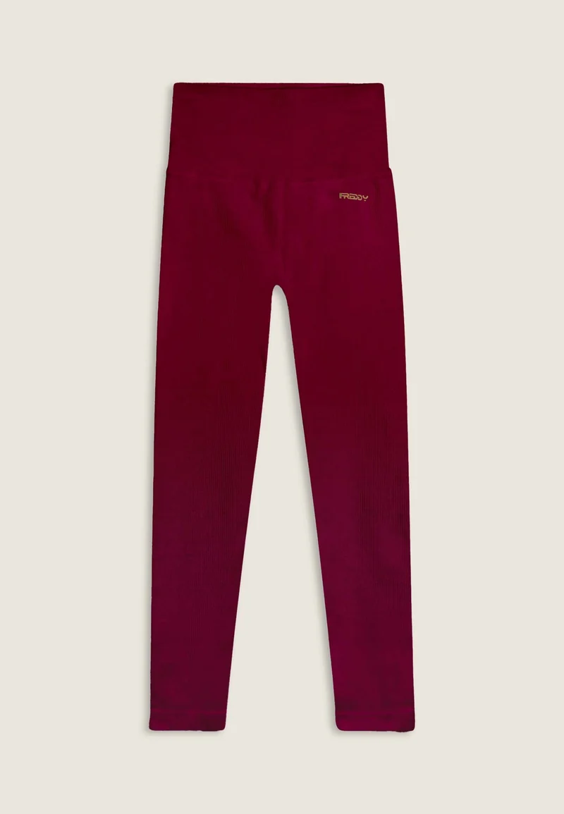 Seamless Ribbed Push-Up High Waist Skinny 7/8 Leggings - Rumba Red - Made in Italy