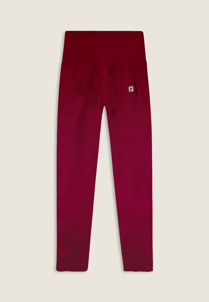 Seamless Ribbed Push-Up High Waist Skinny 7/8 Leggings - Rumba Red - Made in Italy