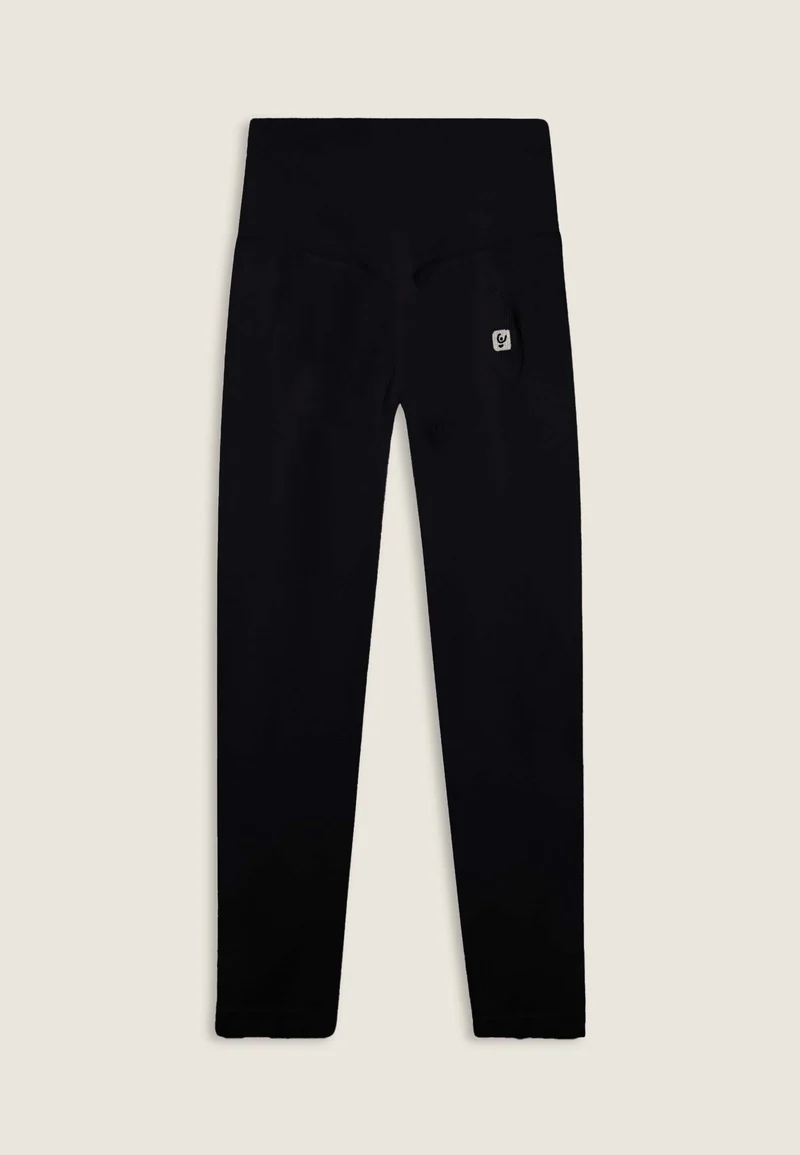 Seamless Ribbed Push-Up High Waist Skinny 7/8 Leggings - Black - Made in Italy