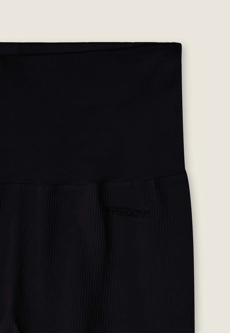 Seamless Ribbed Push-Up High Waist Skinny 7/8 Leggings - Black - Made in Italy