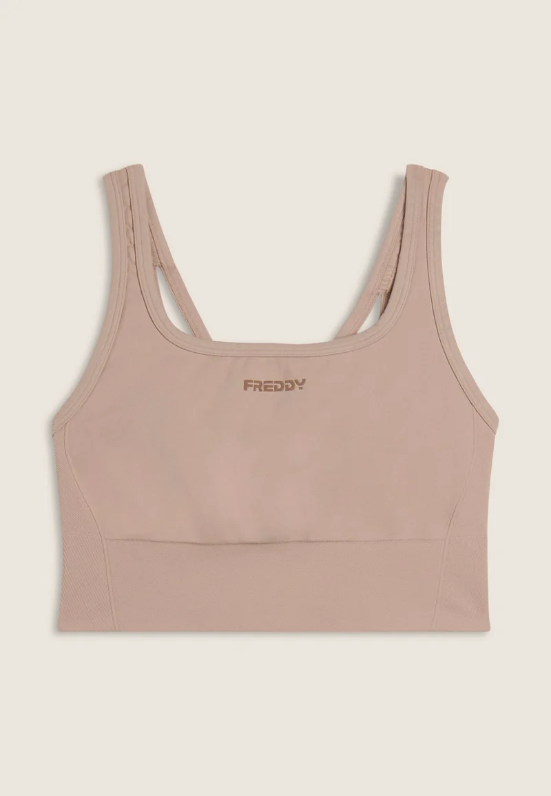 Seamless Sport Top Medium Support Round Neck - Chateau Gray Beige