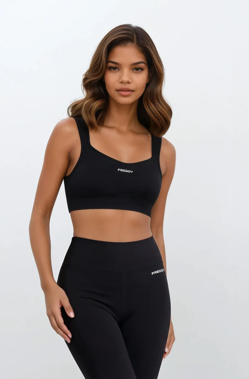 Seamless Sport Top Light Support Sweetheart - Black