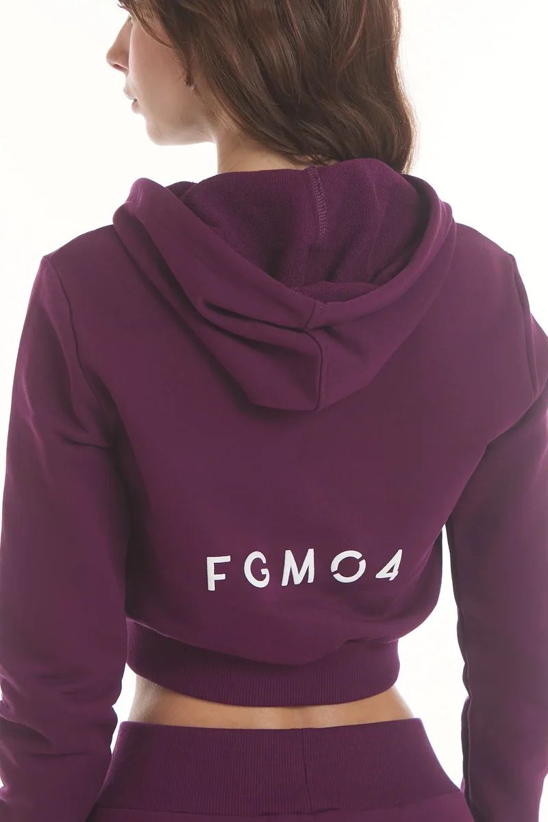 Felpa Crop Con Cappuccio Ikonic Dark Purple