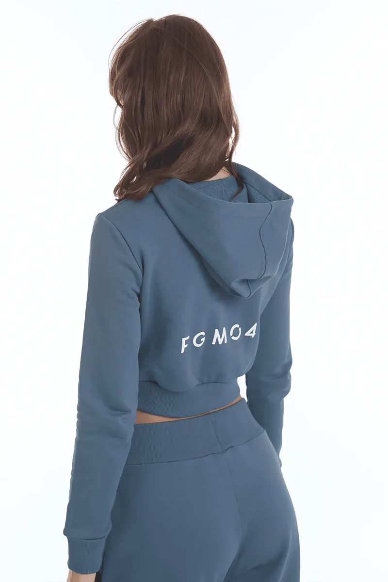 Felpa Crop Con Cappuccio Ikonic Blu Stellare