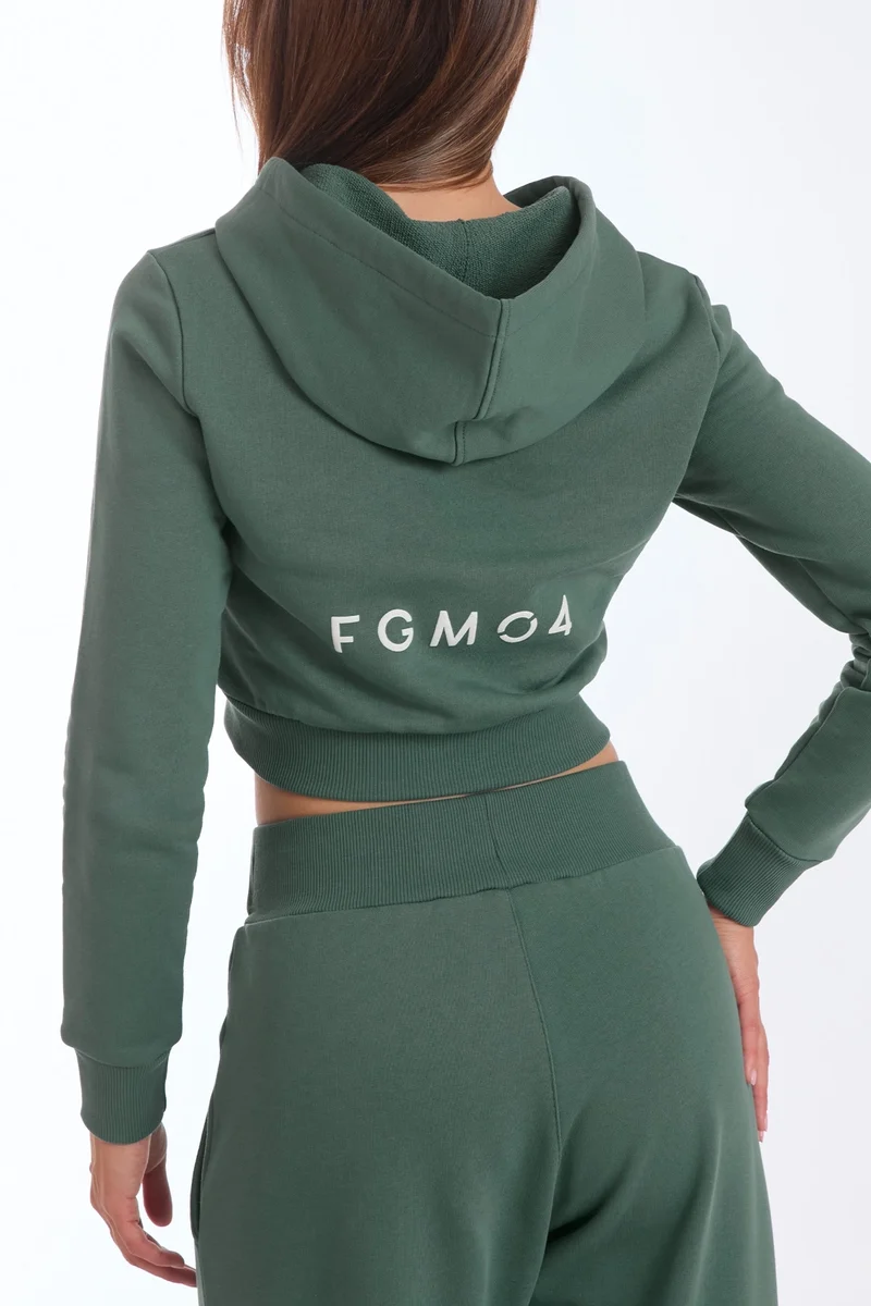 Felpa Crop Con Cappuccio Ikonic Verde Baltic