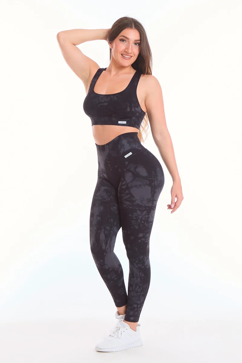Completo Soft Push Up Onyx Oblio Nero Grigio (Top + Leggings)