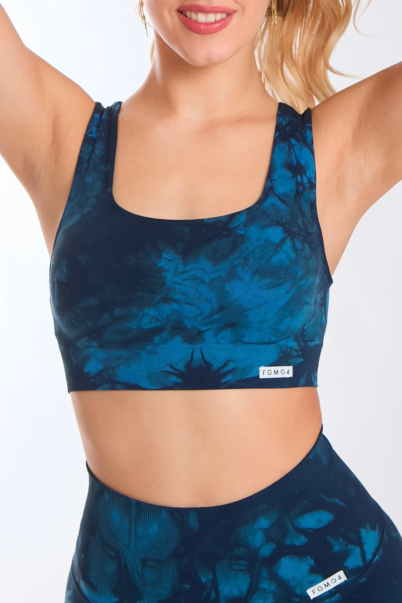 Completo Soft Push Up Onyx Abisso Nero Blu (Top + Leggings)