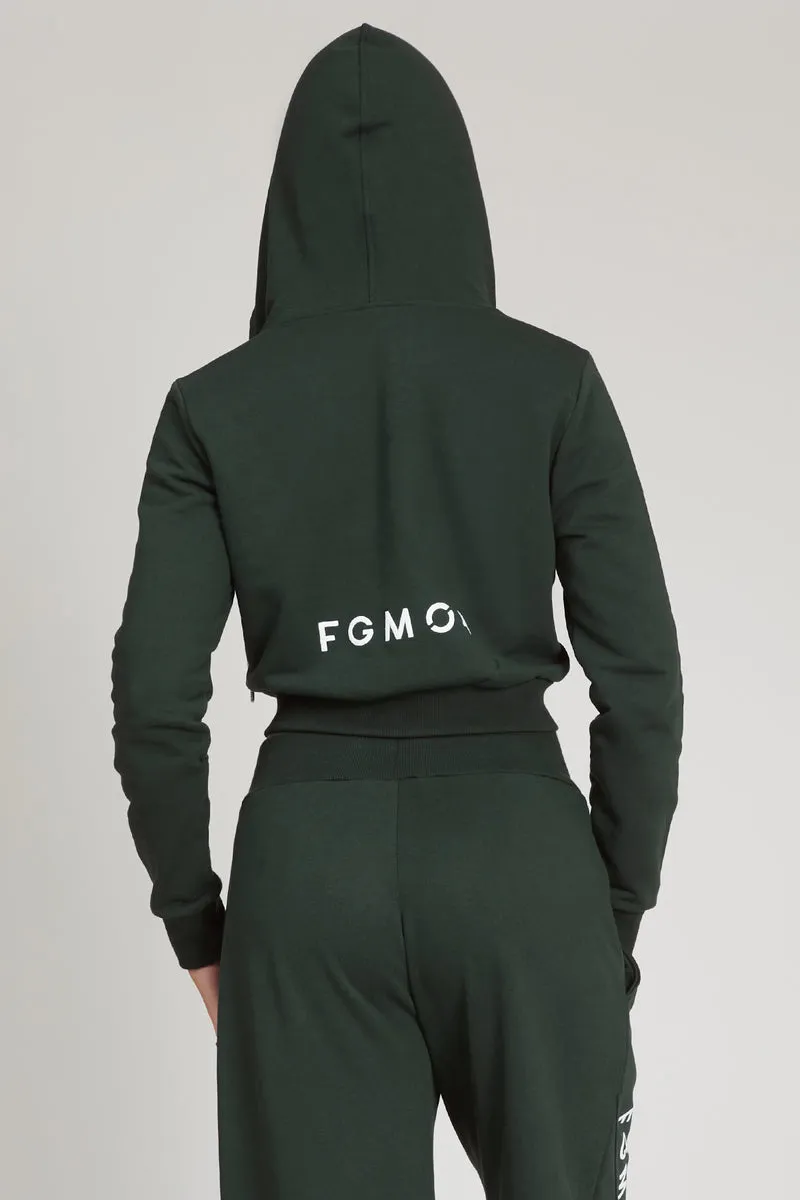 Felpa Crop Con Cappuccio Ikonic Verde Pino