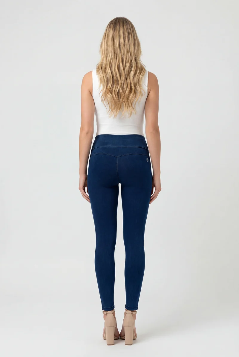 N.O.W. Core Mid Waist Skinny 7/8 Tencel - Denim Dark Blue - Blue Seam