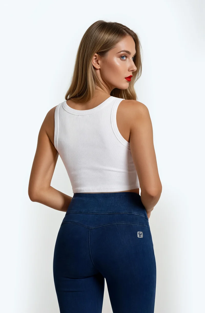 N.O.W. Core Mid Waist Skinny 7/8 Tencel - Denim Dark Blue - Blue Seam