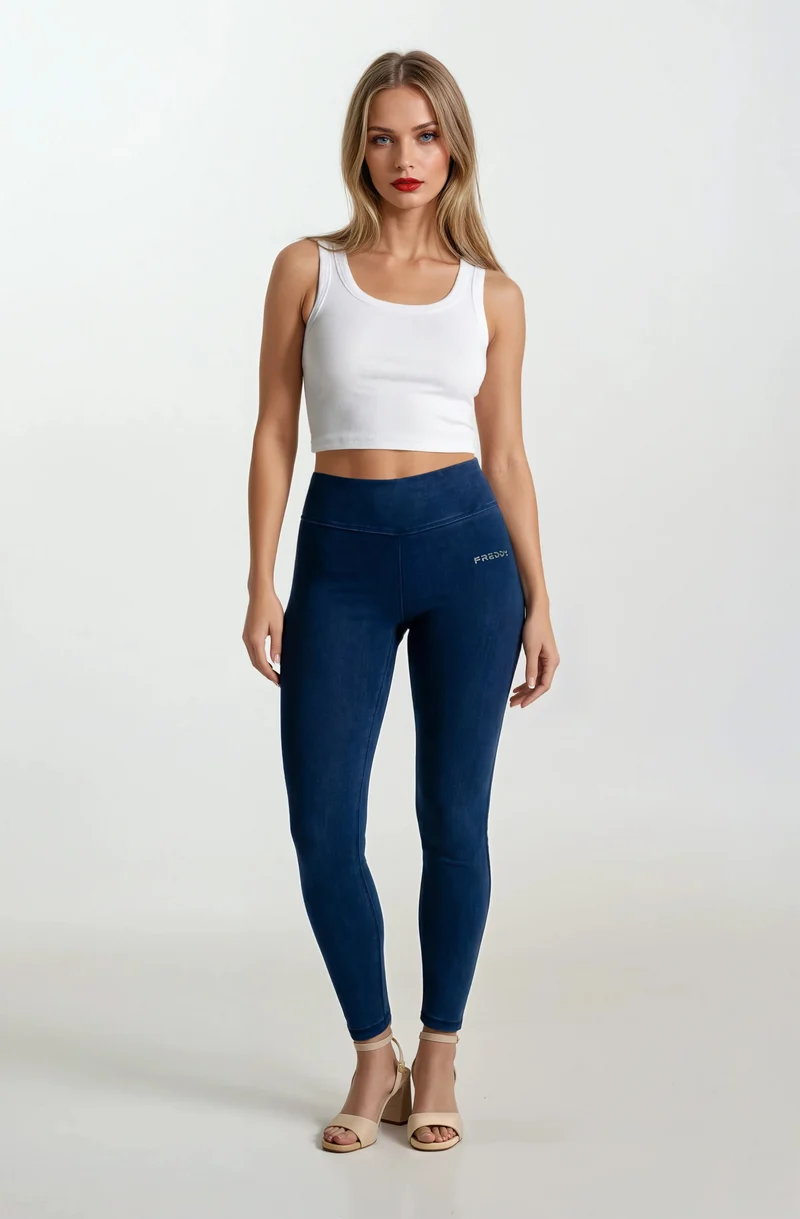 N.O.W. Core Mid Waist Skinny 7/8 Tencel - Denim Dark Blue - Blue Seam