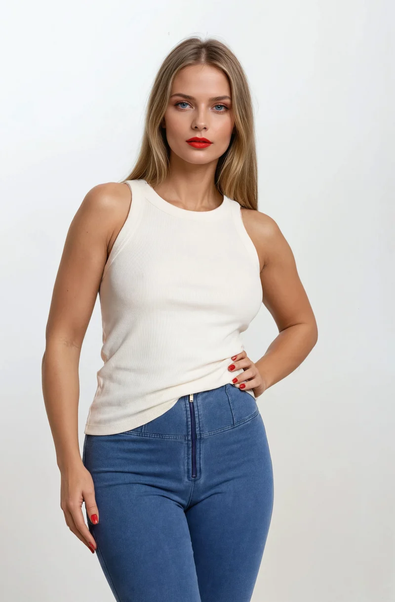 WR.UP Push-Up Super High Waist Skinny Denim Jeans - Denim Light Blue - Blue Seam
