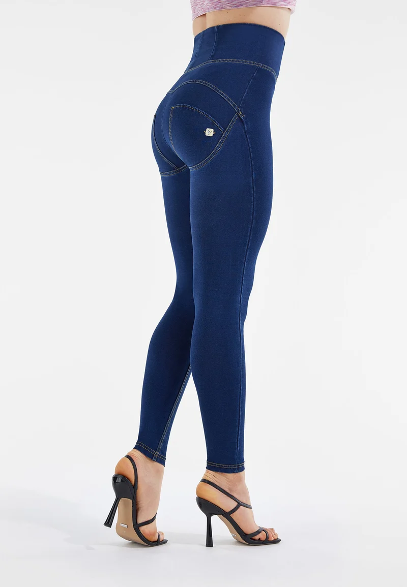 WR.UP Push-Up Super High Waist Skinny Denim Jeans - Denim Dark Blue - Yellow Seam