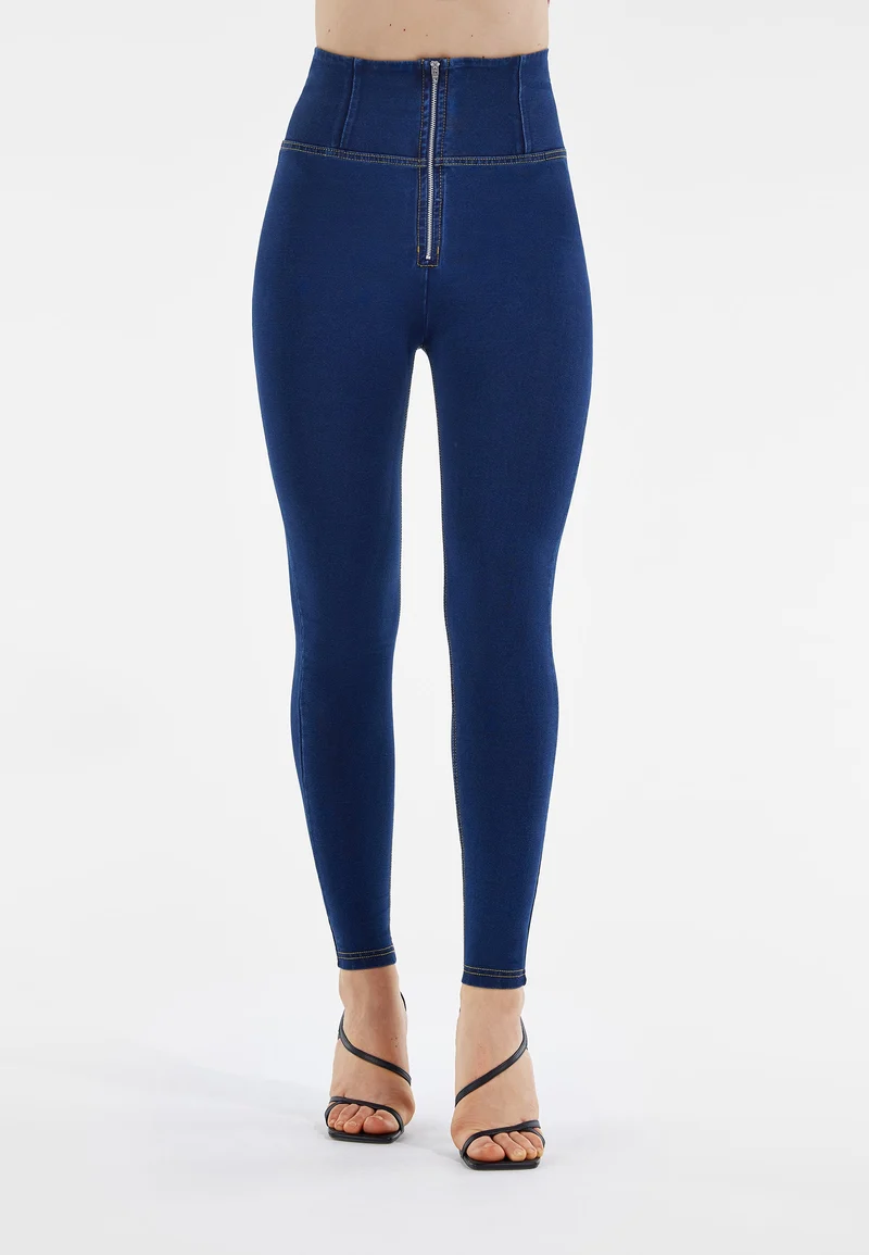 WR.UP Push-Up Super High Waist Skinny Denim Jeans - Denim Dark Blue - Yellow Seam