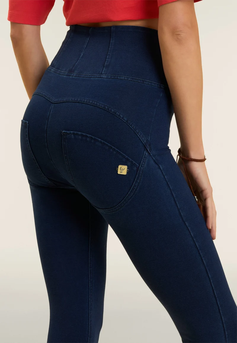 WR.UP Push-Up Super High Waist Skinny Denim Jeans - Denim Dark Blue - Blue Seam
