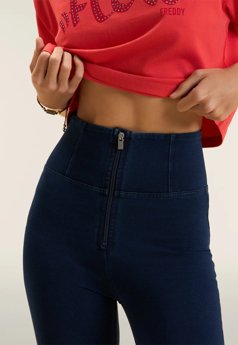 WR.UP Push-Up Super High Waist Skinny Denim Jeans - Denim Dark Blue - Blue Seam