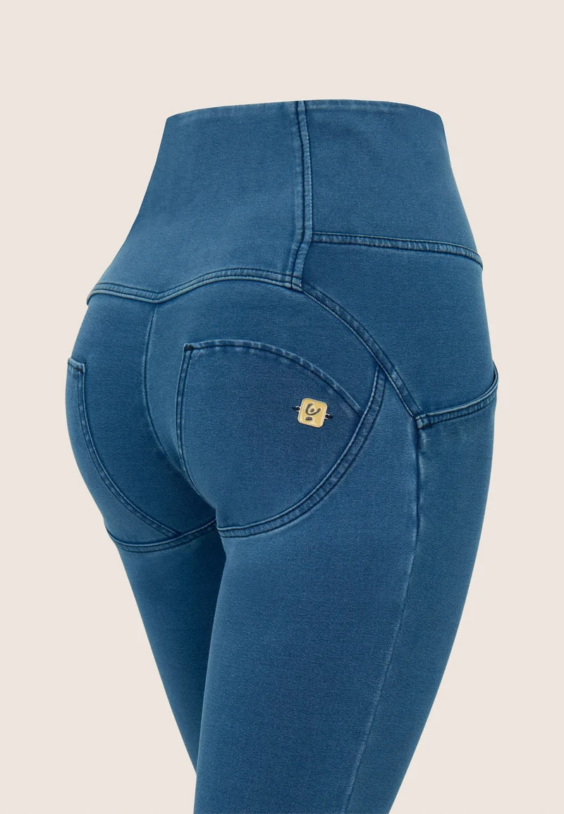 WR.UP Push-Up Button High Waist Skinny Denim Jeans - Denim Light Blue - Blue Seam