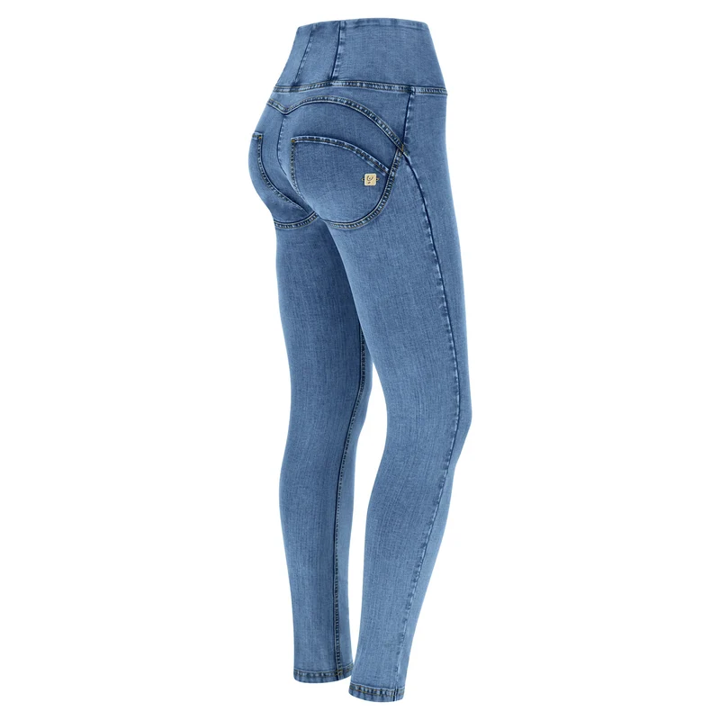 WR.UP Push-Up High Waist Skinny Denim Jeans - Denim Light Blue - Yellow Seam