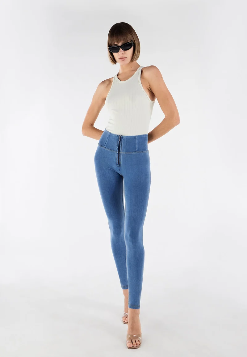 WR.UP Push-Up High Waist Skinny Denim Jeans - Denim Light Blue - Yellow Seam