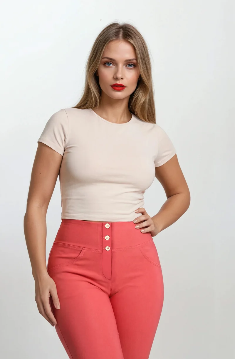 WR.UP Push-Up Button High Waist Skinny Flex Tech Leggings - Cayenne Red