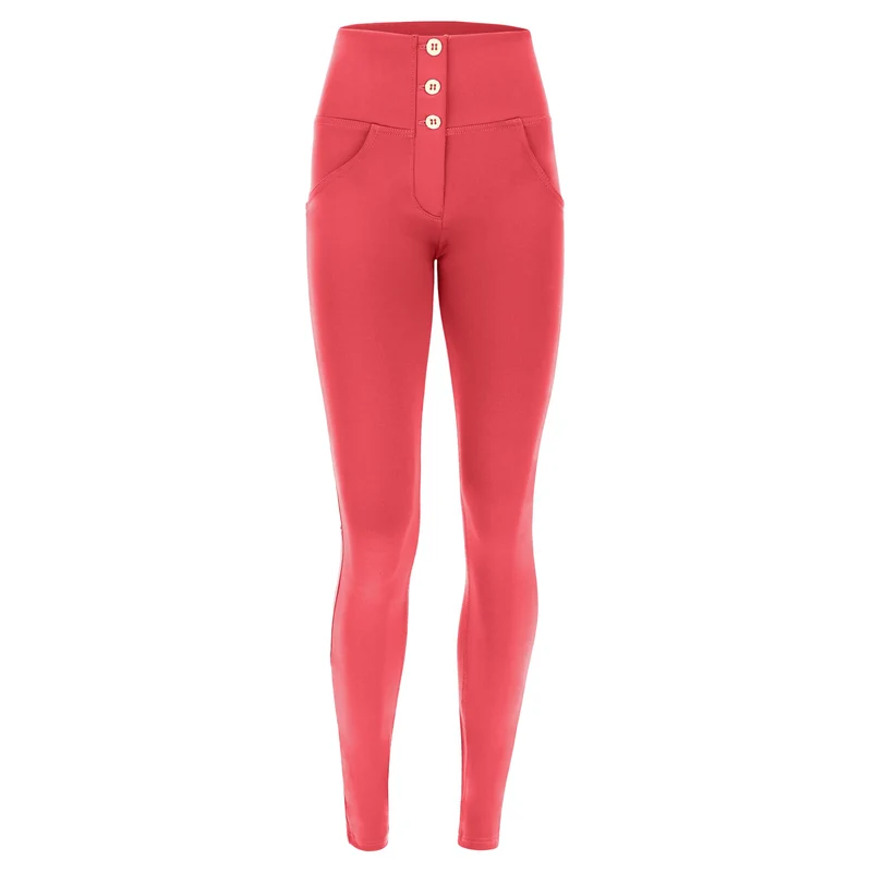 WR.UP Push-Up Button High Waist Skinny Flex Tech Leggings - Cayenne Red