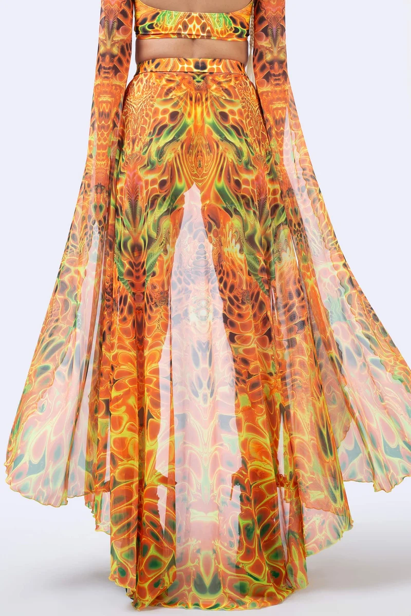 Ember Storm Open-Front Skirt