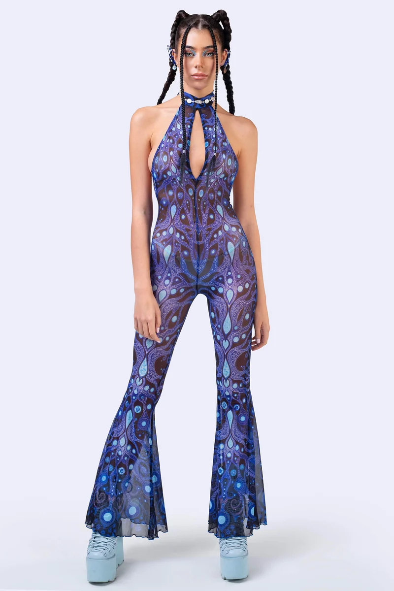 Deco Fever Mesh Halter Romper