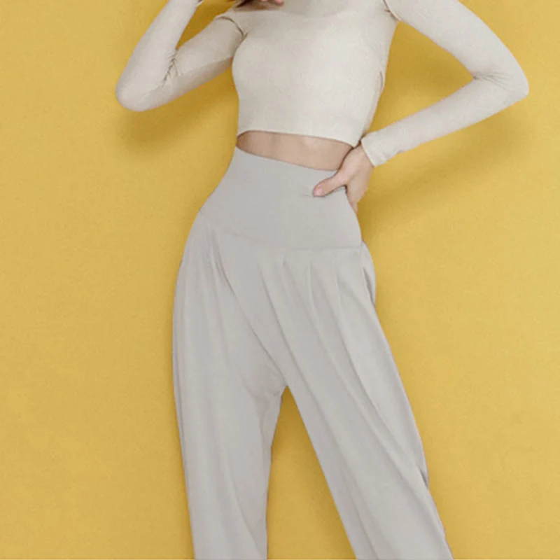 Olivenorma Ultra High Waist Pleated Loose Harem Jogger Yoga Damenhose